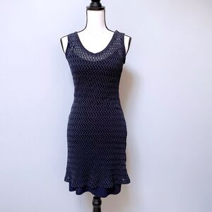 Amy Matto New York Dress XS Navy Crochet Overlay Sleeveless Lined